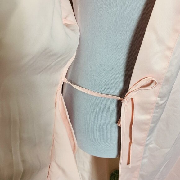 Cabernet Satin Pink Wrap Robe Sz M Kimono 3/4 Sleeve Loungewear Bathrobe Spa Vtg - Picture 7 of 14